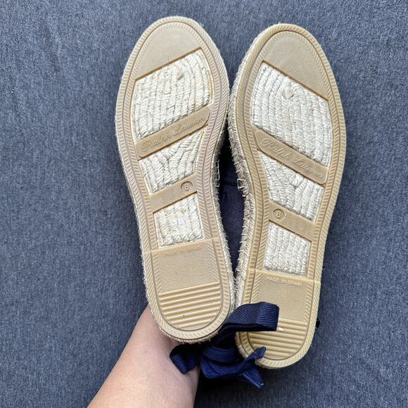 Ralph Lauren Bowsworth Lace Linen Logo Almond Toe Slip On Men's 8 Women’s 10.5 - Picture 14 of 16